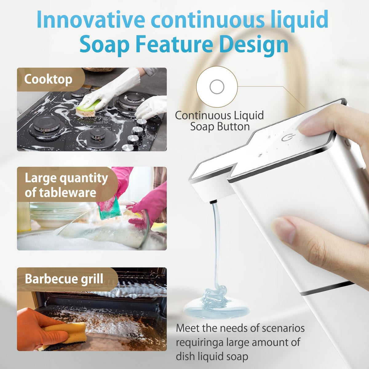 Automatic Liquid Soap Dispenser Touchless Soap Dispenser 380ml/12.8oz Rechargeable, Wall Mounted,4