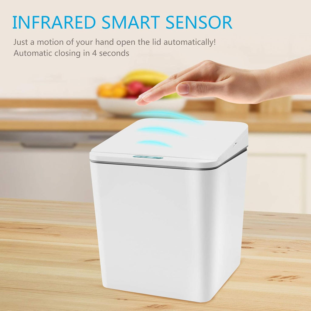 Automatic Small Countertop Trash Can with Lid, 1.5 Gal/6L Toucheless Mini Waste Bin for Office