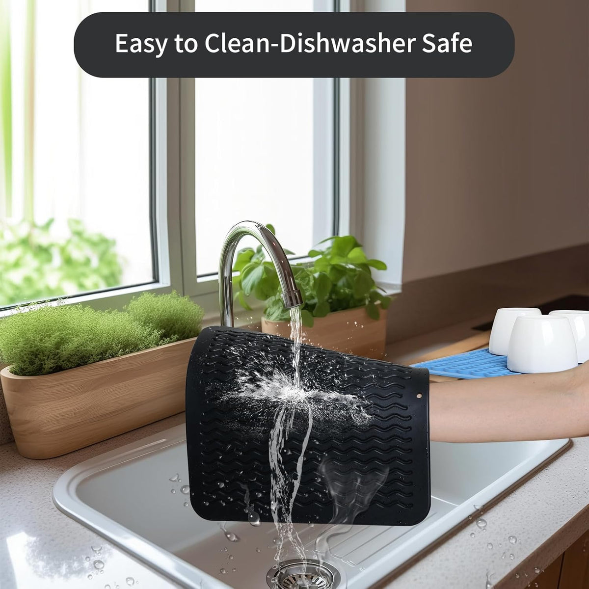 ZLR 2 Pcs Silicone Dish Drying Mats for Kitchen Counter, Eco-Friendly Fast Dry Dish Mat, Easy Clean