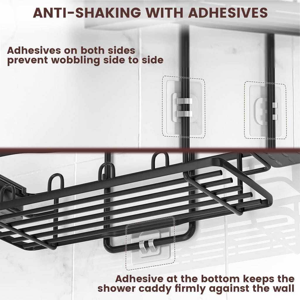 Rustproof Shower Caddy Hanging with Soap Holders for Bathroom, Black