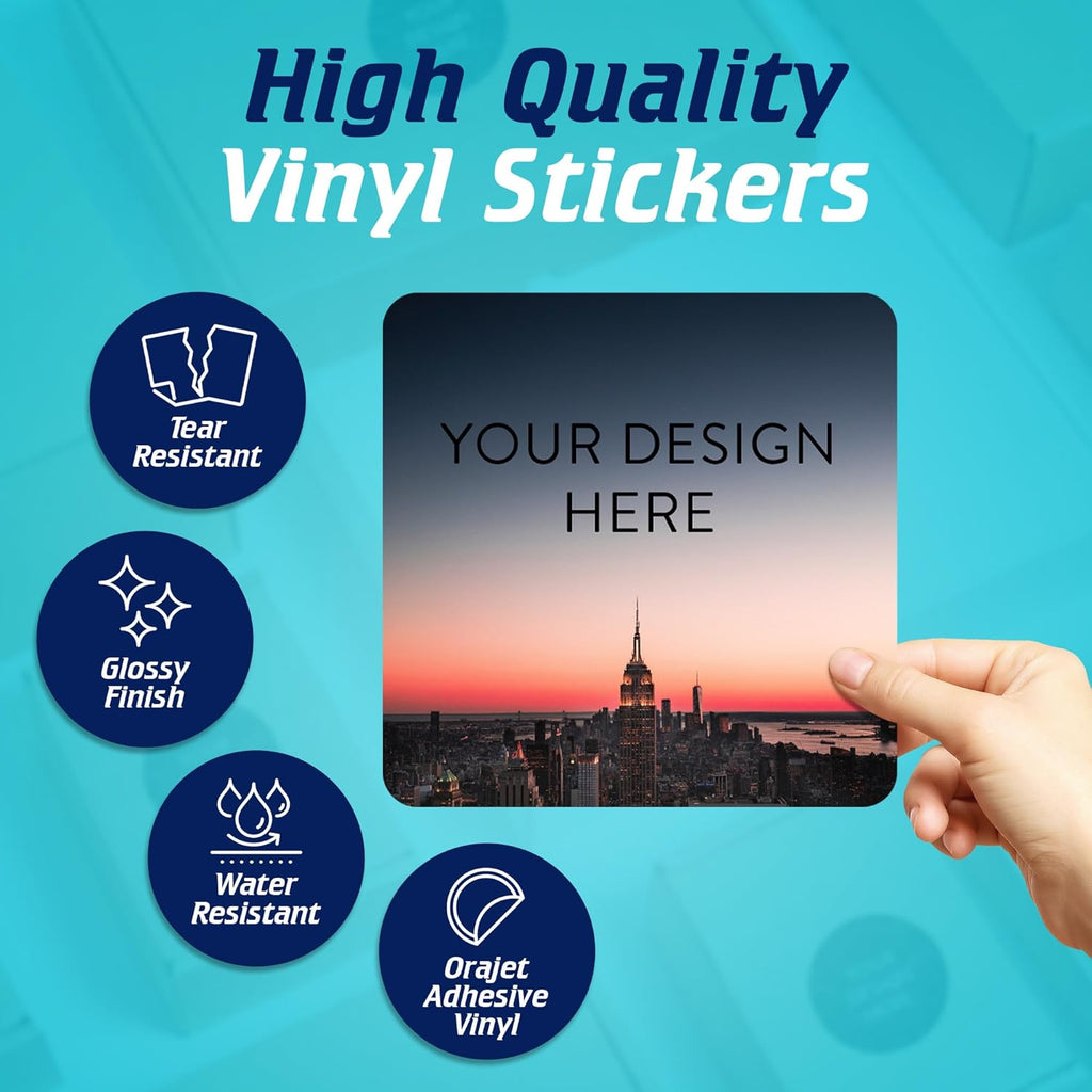 100 Custom Vinyl Stickers - Upload Your own Image, Text, Design, Logo - Personalized Logo Labels