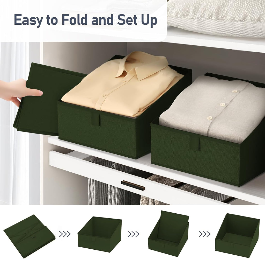 DIMJ Closet Storage Bins 6 Pack - Fabric Trapezoid Closet Organizer Bin, Foldable Storage Baskets