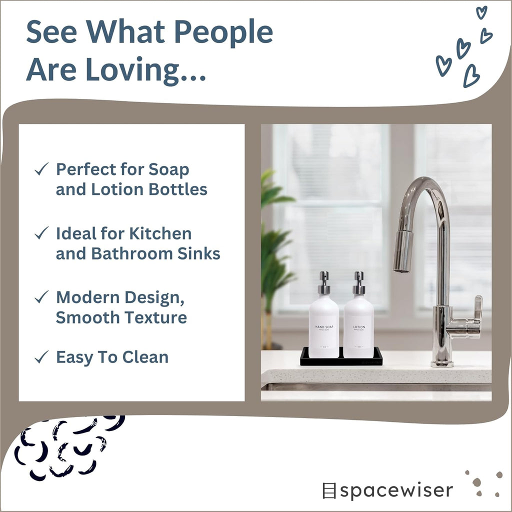 Countertop and Vanity Tray – Small 7.7” Silicone Tray, Soap Dispenser Trays, Bathroom Trays