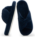Chantomoo Slippers for Women Memory Foam House Bedroom Corduroy Bow Crossbands Slide Slipper Shoes