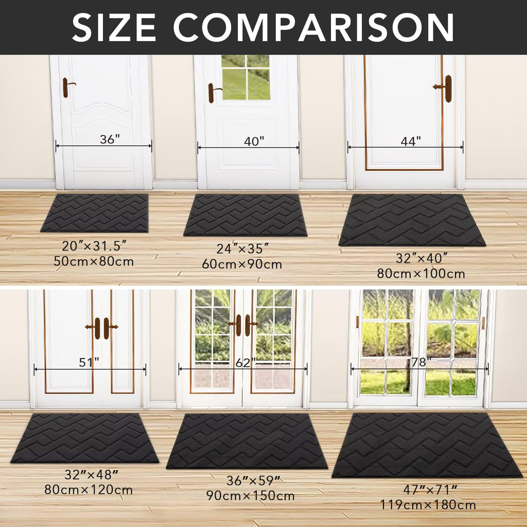 hicorfe Front Door Mat Indoor Entrance,20"x31.5" Absorbent Dirt Resist Welcome Door Mats,Stain and