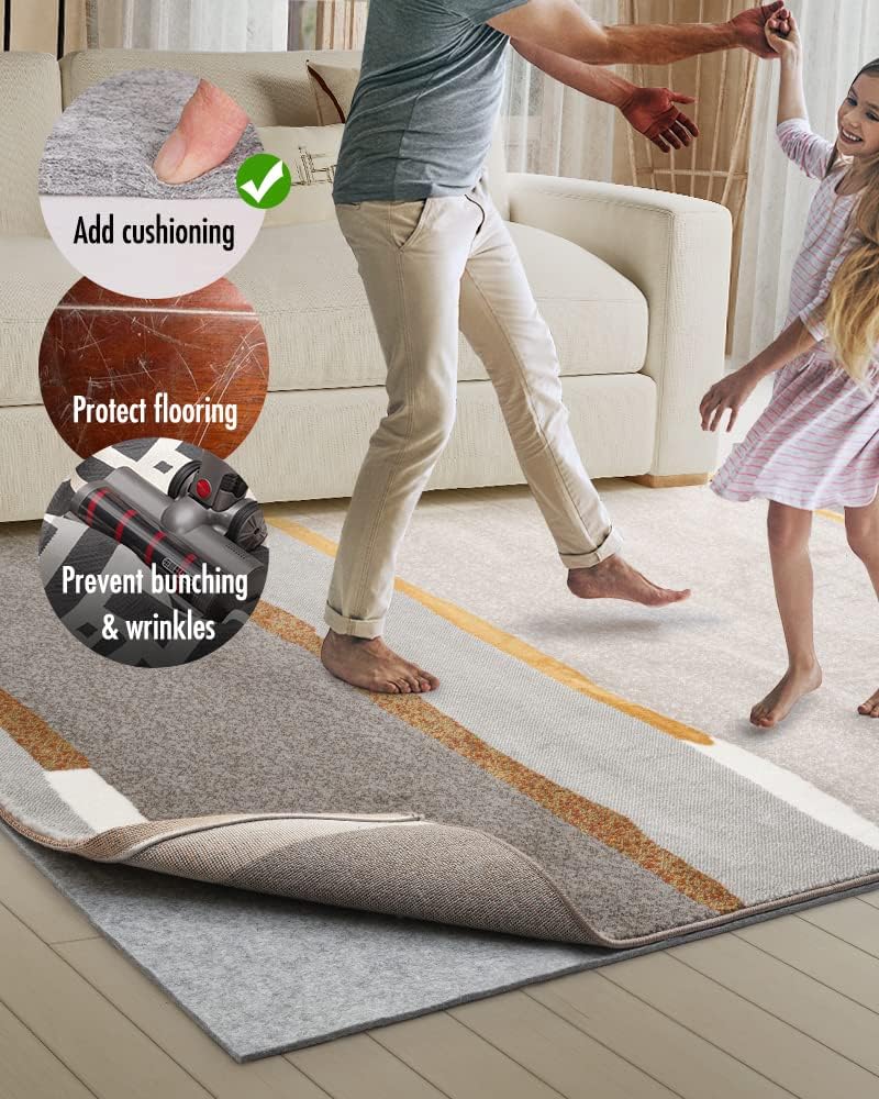 Non Slip Rug Pad Gripper - 2x12 Feet 1/4” Extra Thick Felt Under Rug for Area Rugs and Hardwood