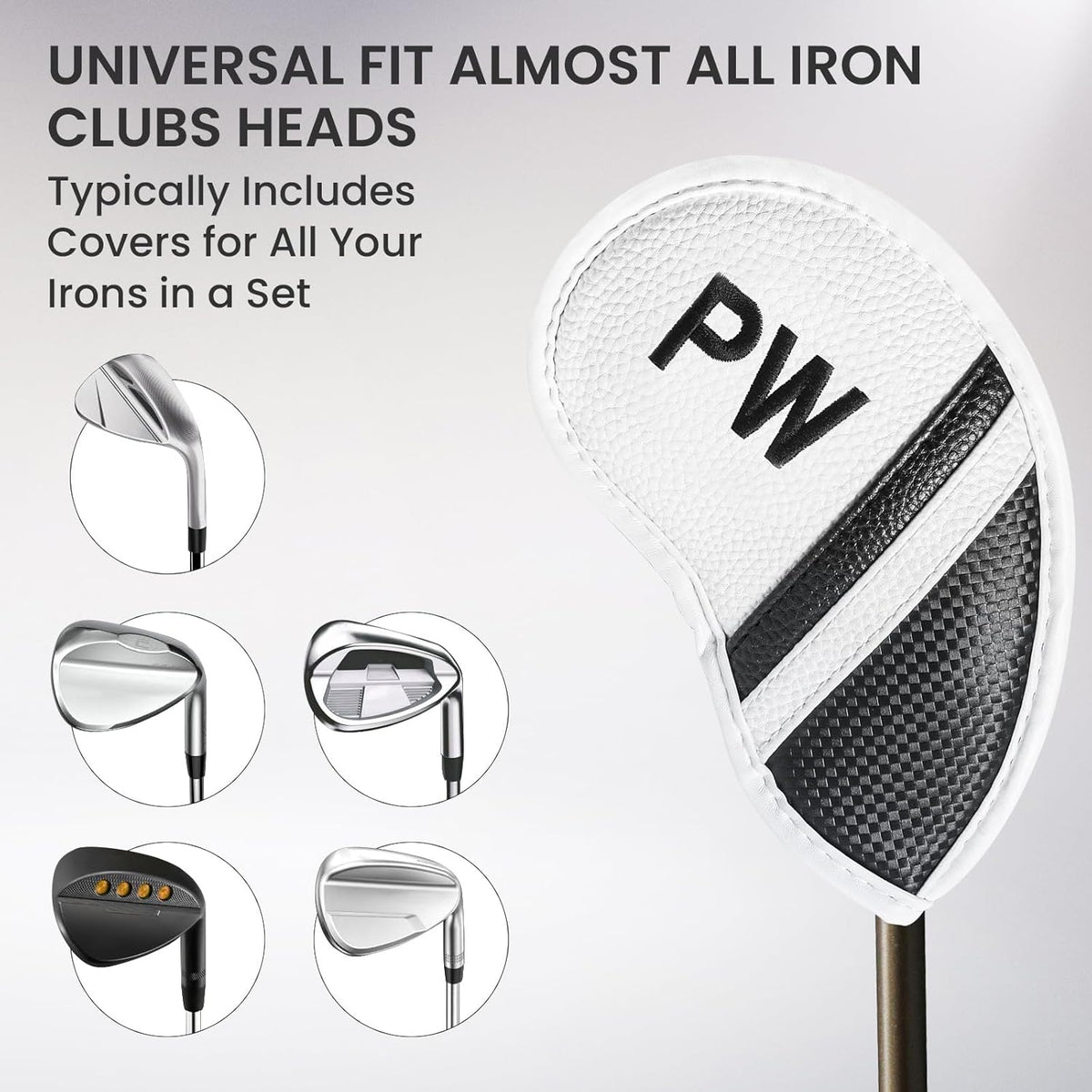 Amy Sport Golf Iron Head Covers Value 12 Pcs Set Thick Synthetic Leather, Protection Weatherproof