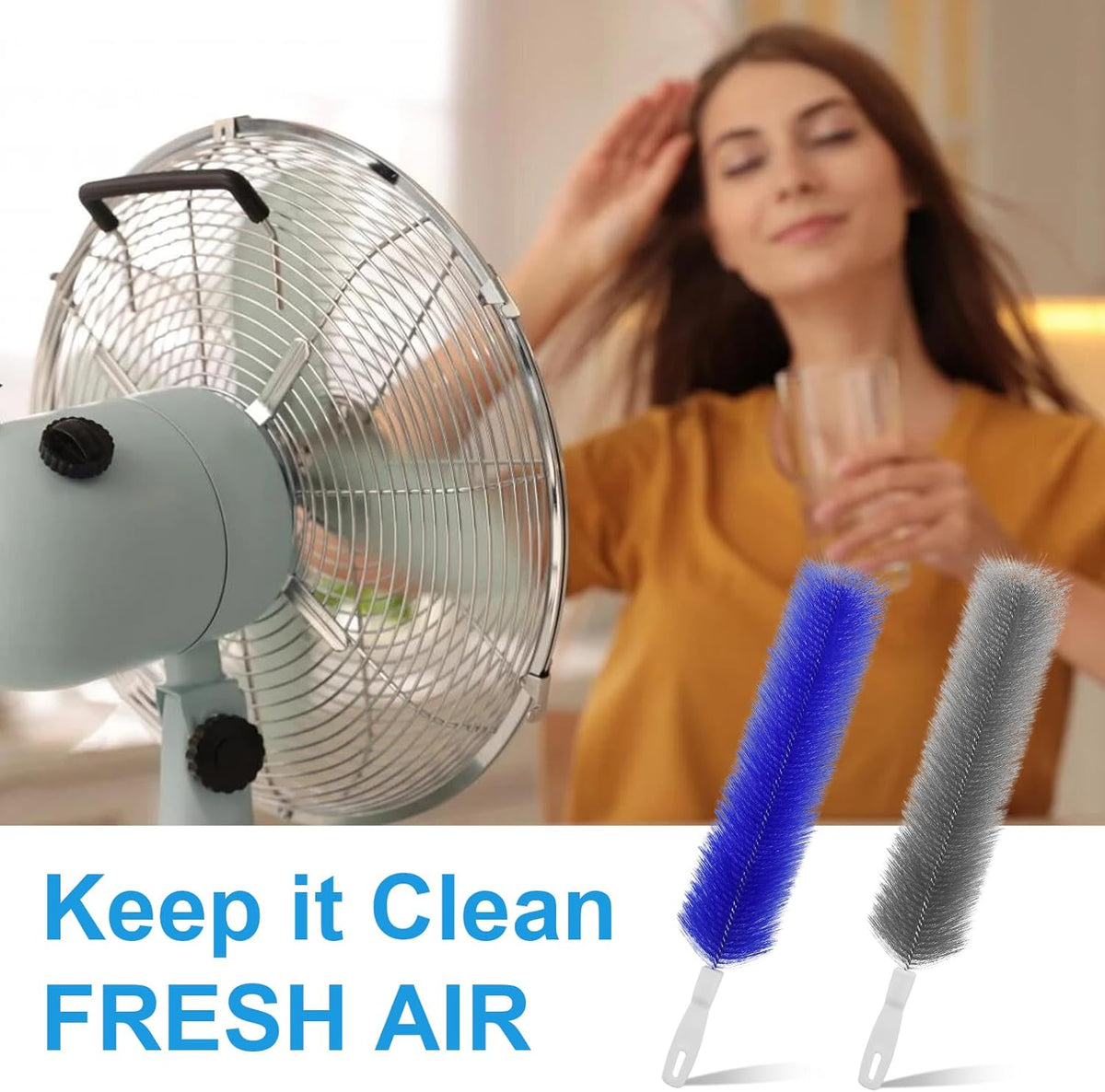 4 Pcs Cobweb Duster, Bendable Fan Cleaner Brushes Set Reusable, Plastic Microfiber Duster for Air