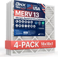 BNX TruFilter 18x18x1 Air Filter MERV 13 (4-Pack) - MADE IN USA - Electrostatic Pleated Air