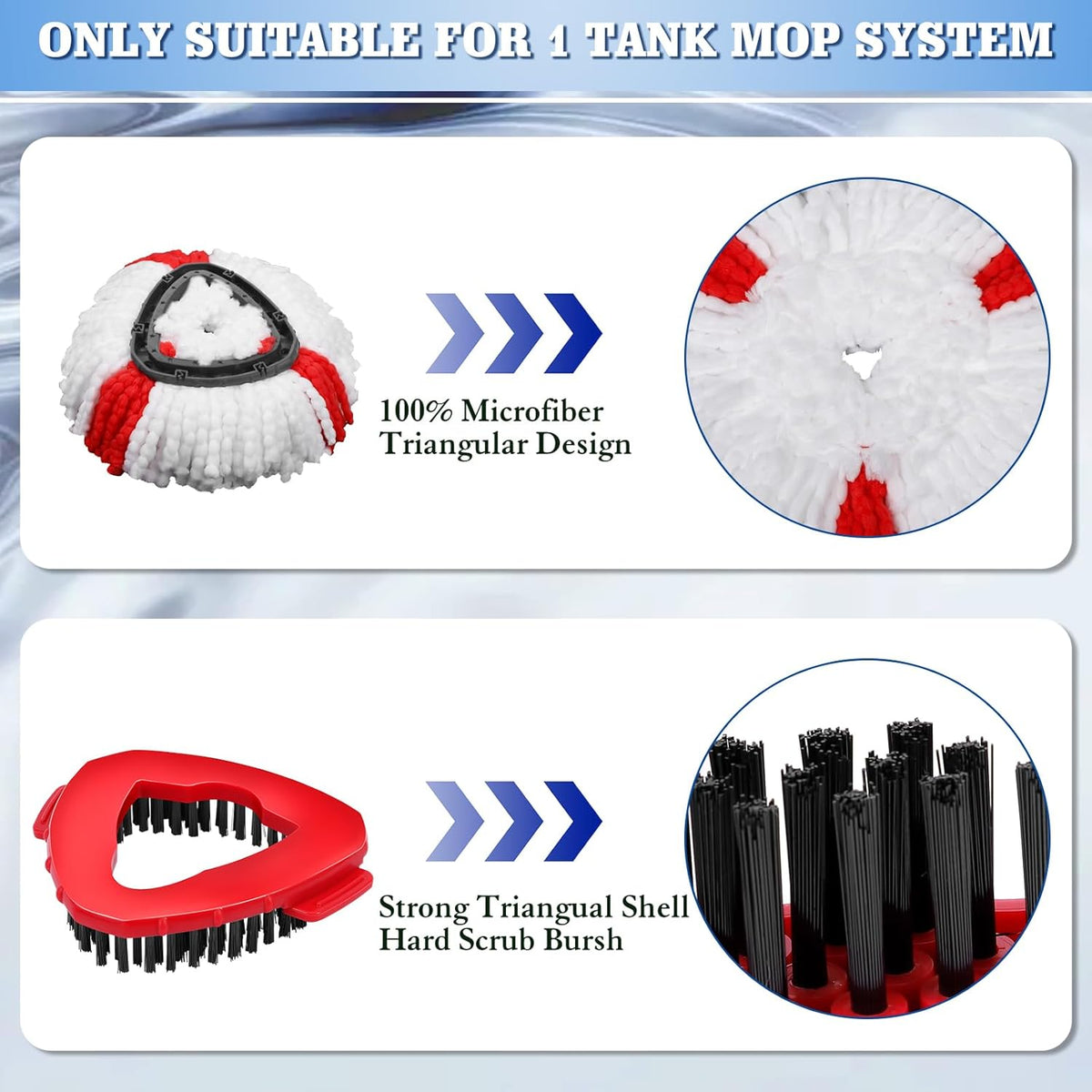 4 Pack Spin Mop Replacements Head Compatible for EasyWring 1-Tank System,Microfiber Spin Mop