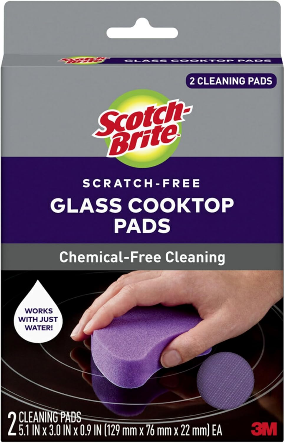 Scotch-Brite™ Glass Cooktop Pads , 4.1 in x 3.4 in x 1 in (104 cm x 86 m x 25), 6/2