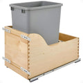 Rev-A-Shelf Pullout Trash Can for Kitchen Cabinet, Single 35 Qt Bin with 12" Wood Frame - Large
