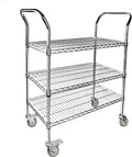 Northsky 3-Shelf Wire Utility Cart on Wheels, Chrome Finish Rolling Metal Shelving with Wheels