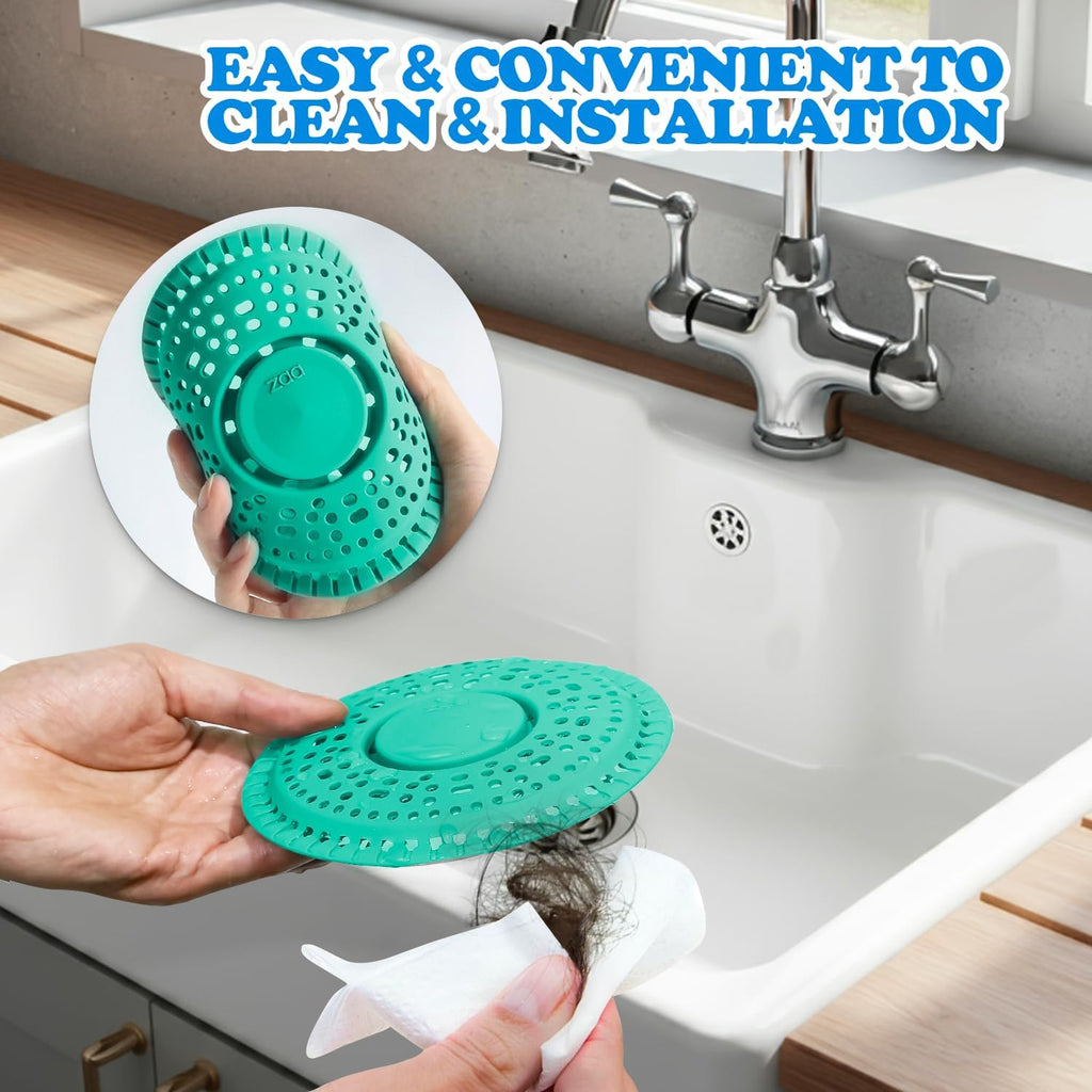 zaa Shower Drain Hair Catcher, 2 Pack Premium Silicone Drain Protector & Shower Drain Cover for