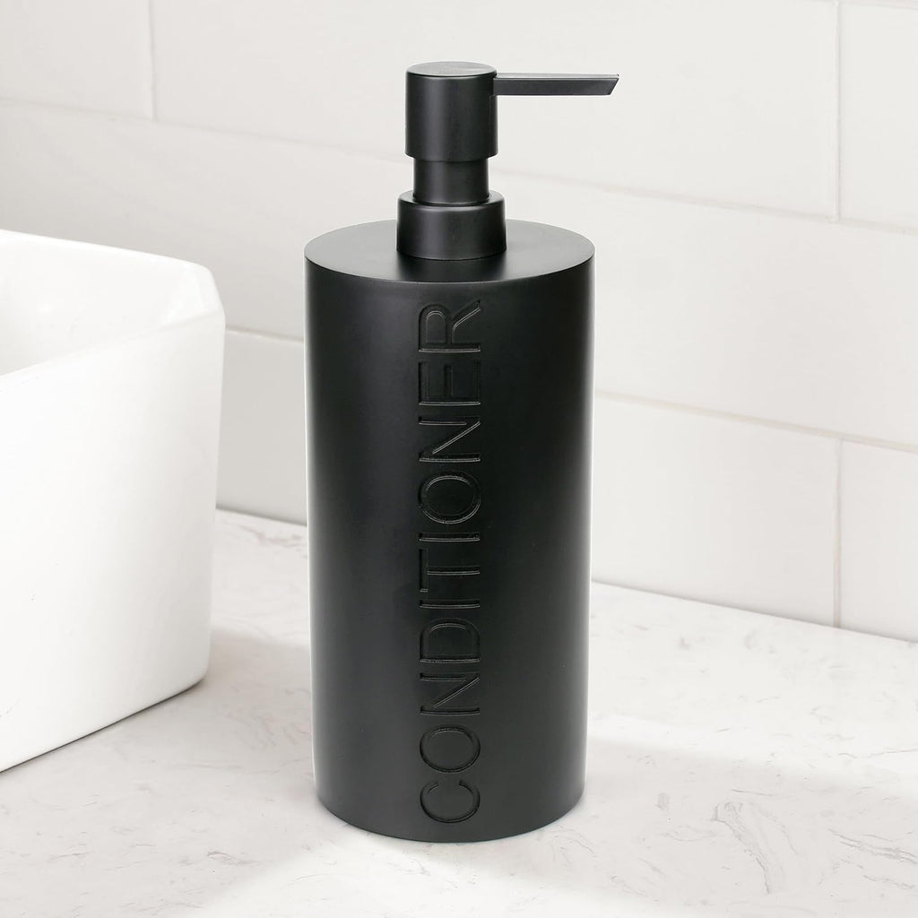 Matte Black Conditioner Dispenser Luxurious Refillable Pump Bottle with Black Resin Pump and