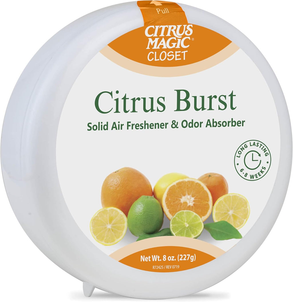Citrus Magic For Closets Odor Absorbing Solid Air Freshener, Citrus Burst, 8-Ounce, Pack of 3
