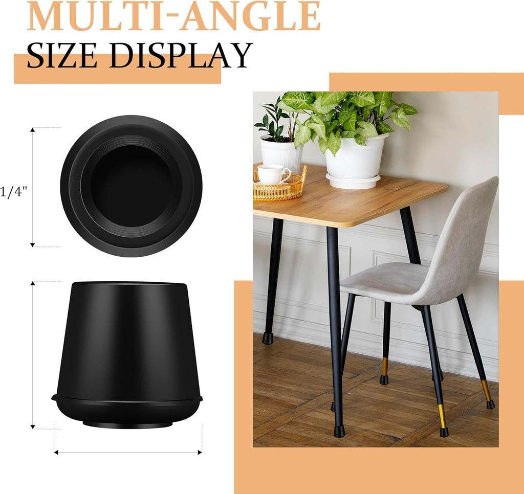 1/4" Round Rubber Furniture Leg Tips Caps, 8 Pack Black Extra Small Furniture Leg Floor Protectors