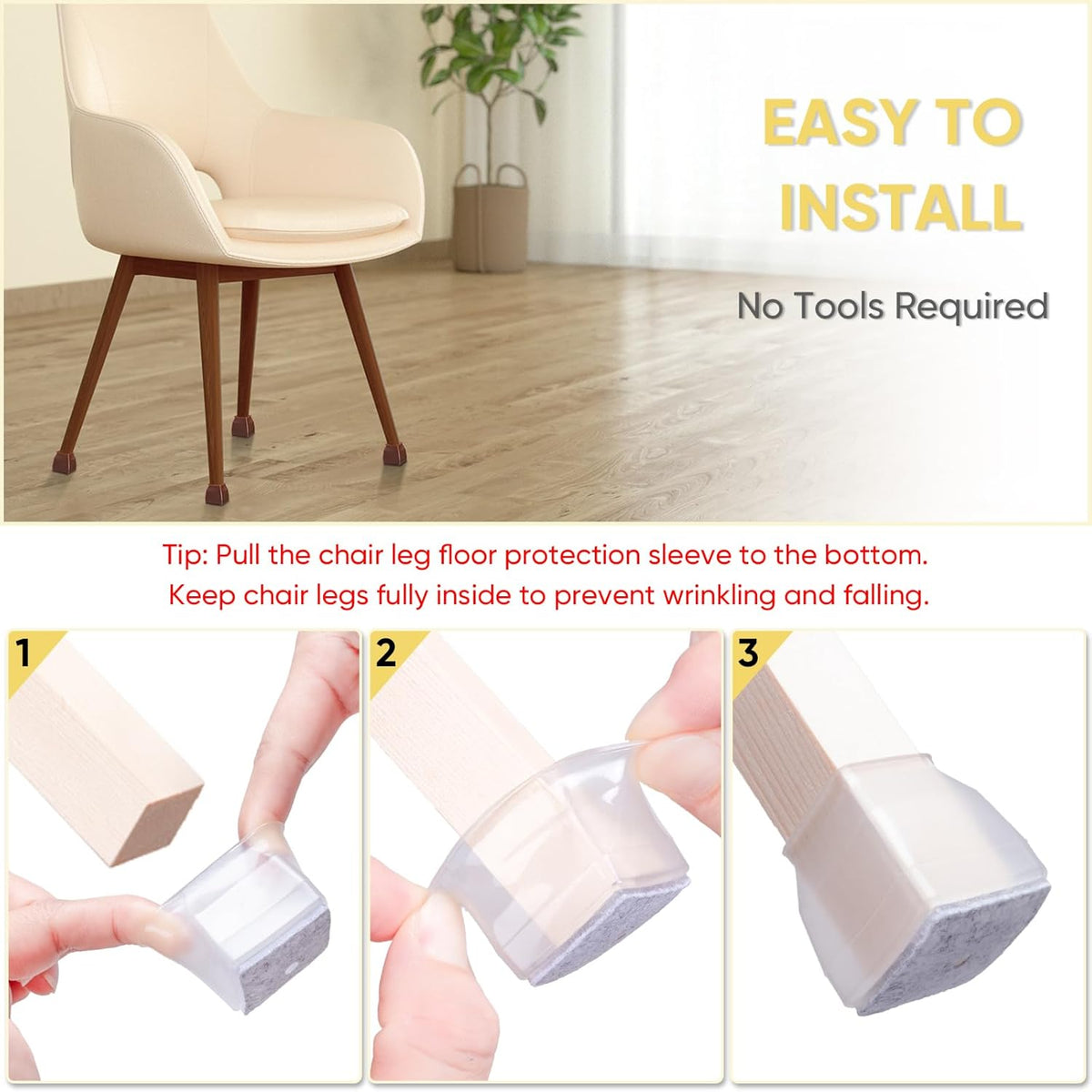 BALEINE 32 Pack Silicone Chair Leg Floor Protectors, Stool Leg Protectors Cap, Non-Slip Chair Leg