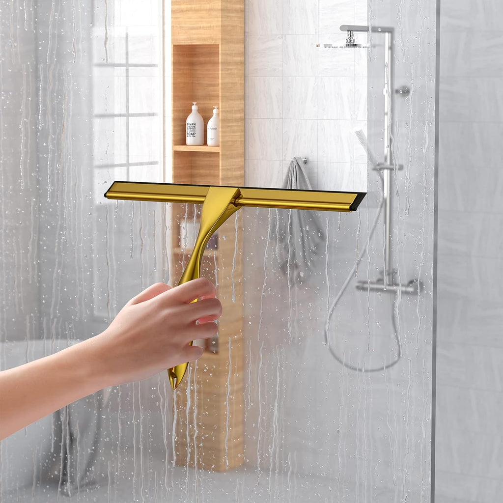 Shower Squeegee for Glass Door 12-Inch Stainless Steel Bathroom Squeegee Window Wiper, with Shower