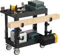 Heavy Duty Rolling Utility Cart with Wheels 2-Tier Utility Plastic Service Work Cart for Shop