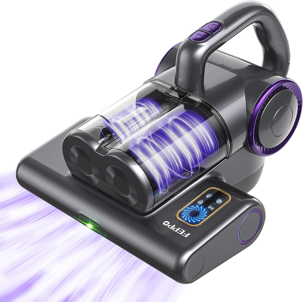 FEPPO Mattress Vacuum Cleaner, 16Kpa Bed Vacuum Cleaner with 253.7nm UV-C Light, 140°F Heat, HEPA