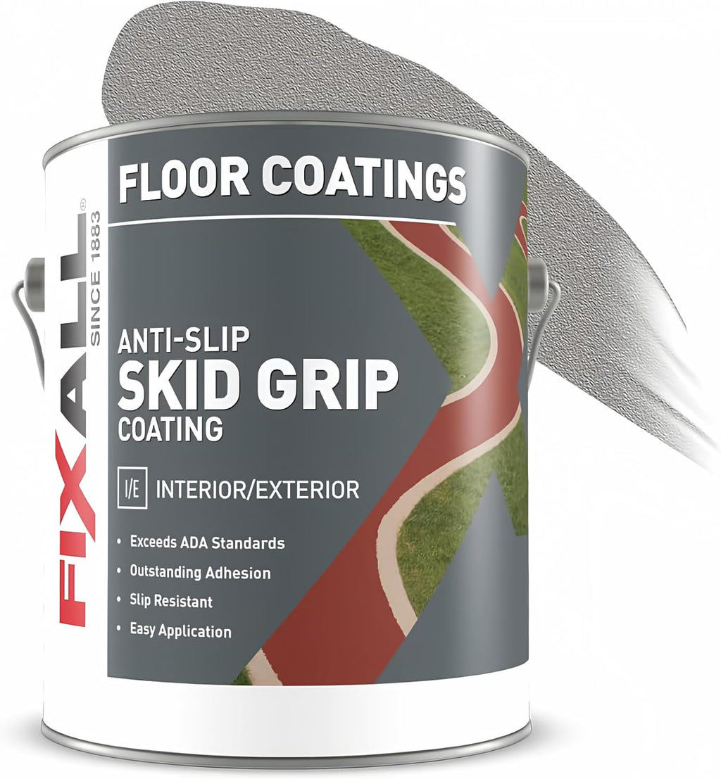 FIXALL Skid Grip Anti-Slip Coating, 1 Gallon, Smoke, Exceeds ADA Standards, Ideal for Safety Areas