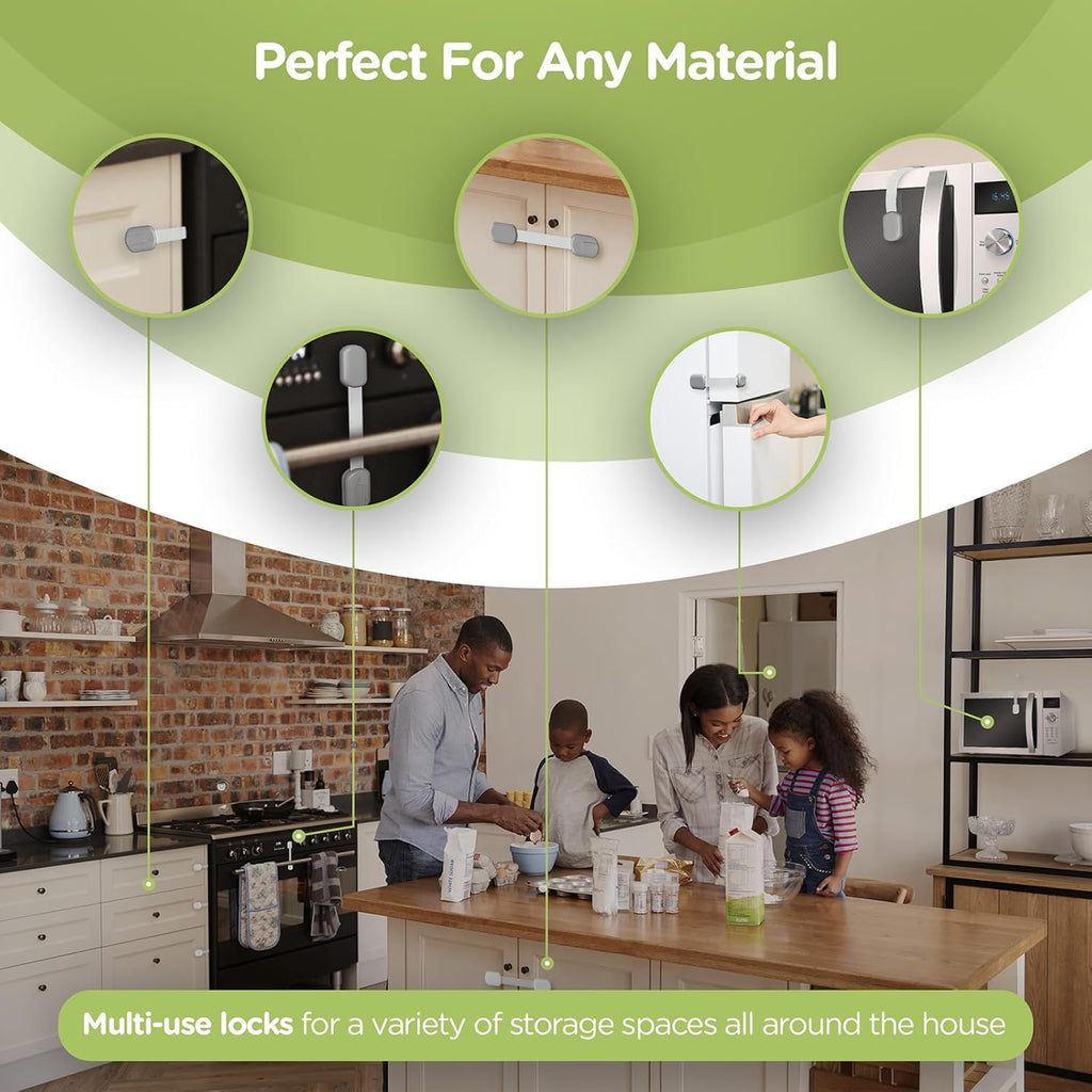 Baby Proofing Child Safety Locks (12 Pack) by Skyla Homes - The Safest, Quickest and Easiest 3M