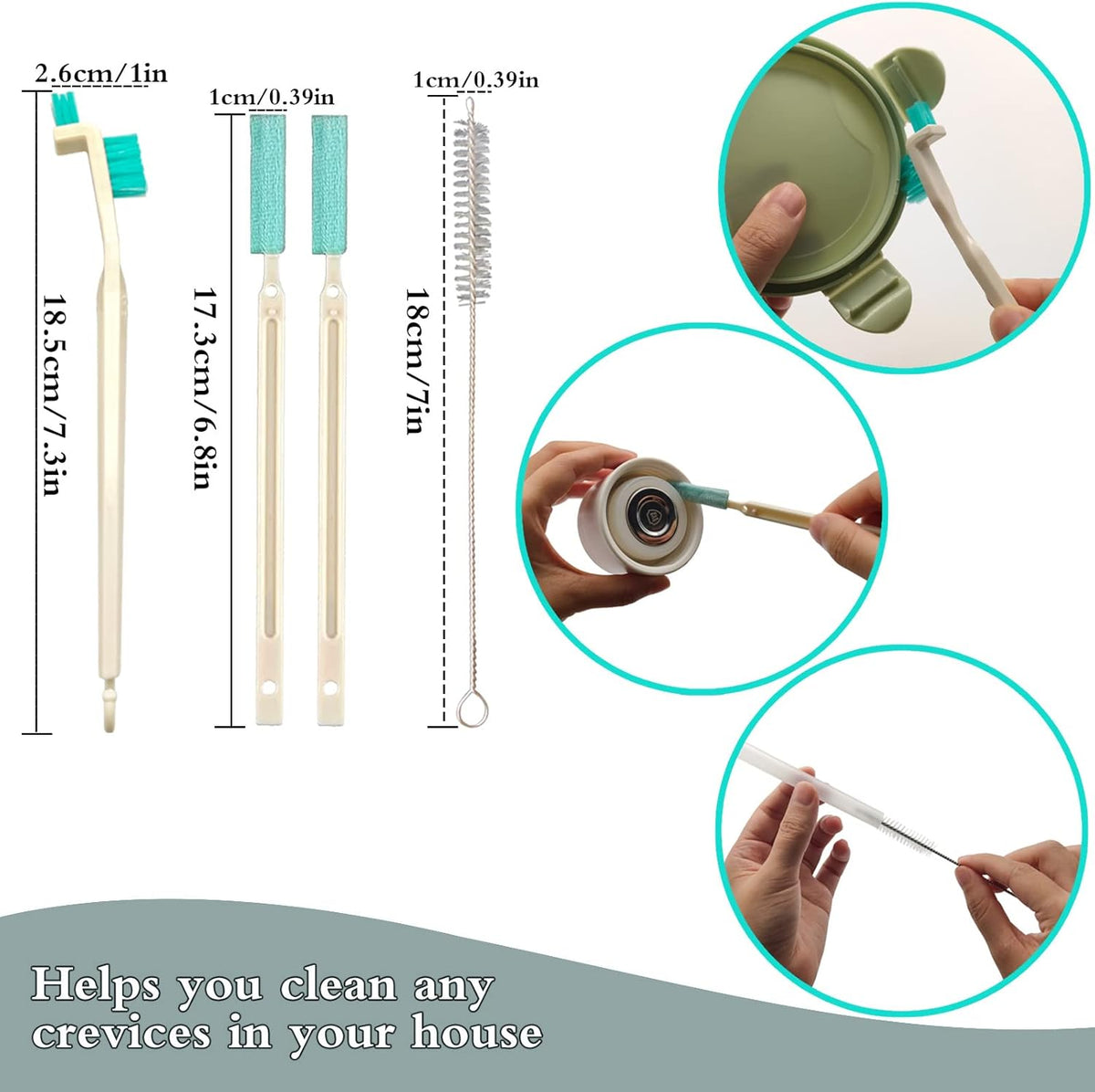 9 Pcs Small Household Cleaning Brushes by ELEMGULY,Deep Detail Crevice Brush Set for Hole, Gap
