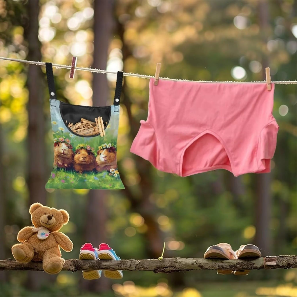 Guinea Pig Clothespin Bag Space-Saving Laundry Hanging Storage Organizer Clothes Pin Hanging Bag
