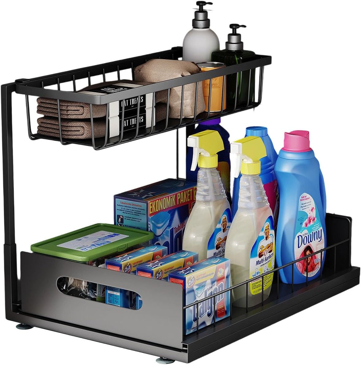 Under Sink Organizer, 2 Tier Under Sink Organizers and Storage Multi-Purpose Under Sink Storage for