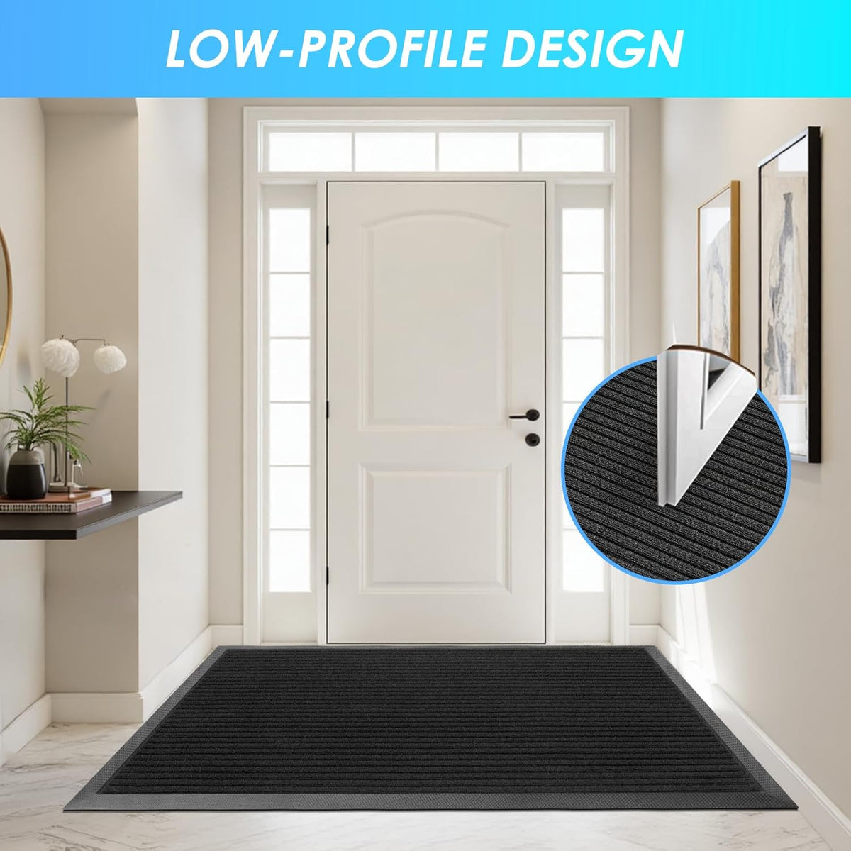 Vicwe Front Door Mat Indoor Outdoor Entrance, 36"x24" Heavy Duty Non-Slip Rubber Doormats, Low