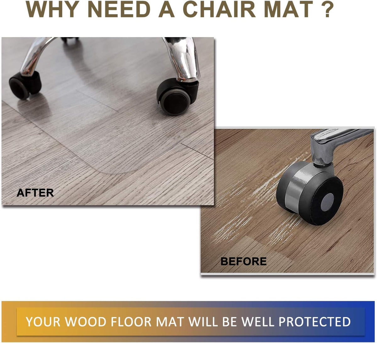 Office Chair Mat for Hardwood Floor, 48”x 30” Vinyl Desk Chair Mat Clear Floor Protector Mat for