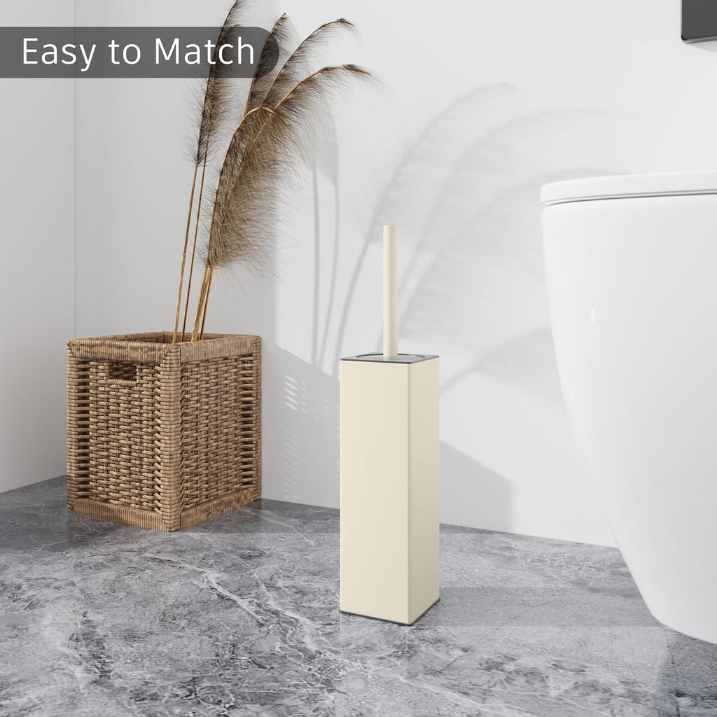 BVL Toilet Brush and Holder Set White Freestanding for Bathroom