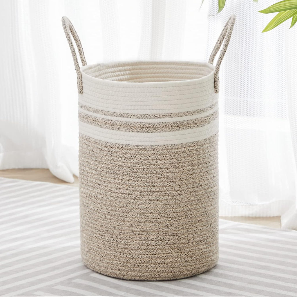 VIPOSCO Tall Laundry Hamper, Woven Rope Storage Basket for Blanket, Toys, Dirty Clothes in Living