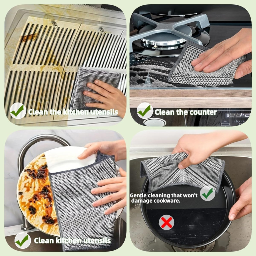 Stainless Steel Scrubber and Cleaning Rags - Non Scratch Wire Dishcloth for Washing Dishes, Durable