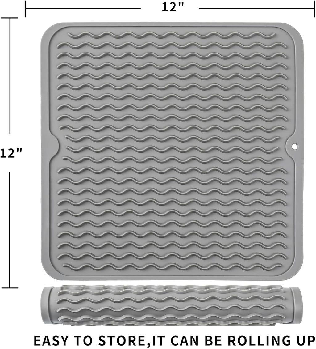 Silicone Dish Drying Mat for Multiple Usage,Easy clean,Eco-friendly,Heat-resistant Silicone Mat for