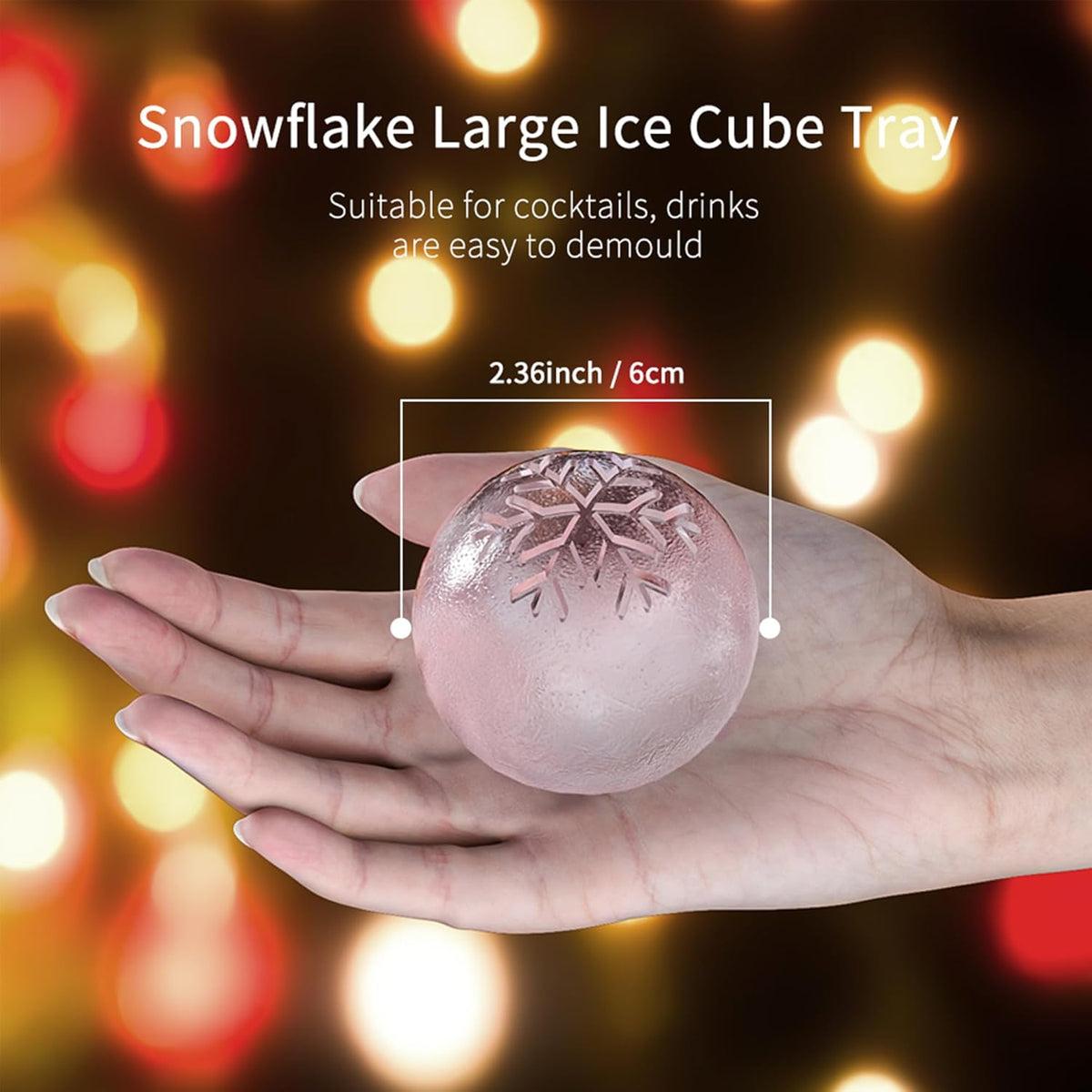 Novelty Christmas Tree Snowflake Ice Ball Maker Mold Set of 2, Christmas Ornament Ice Molds, 2.4"