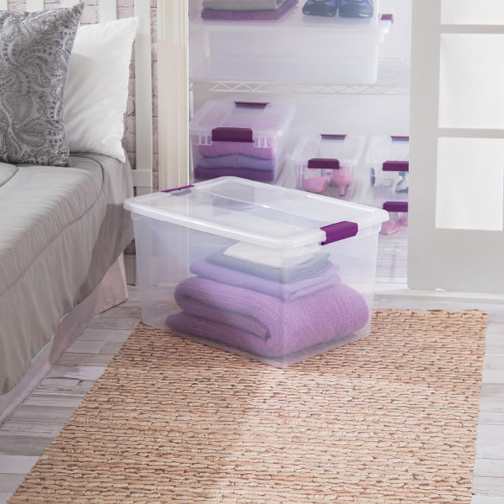 Sterilite 24-Pack 66 Quart ClearView Latch Box, Stackable Organizer Bins with Latching Lids - Clear