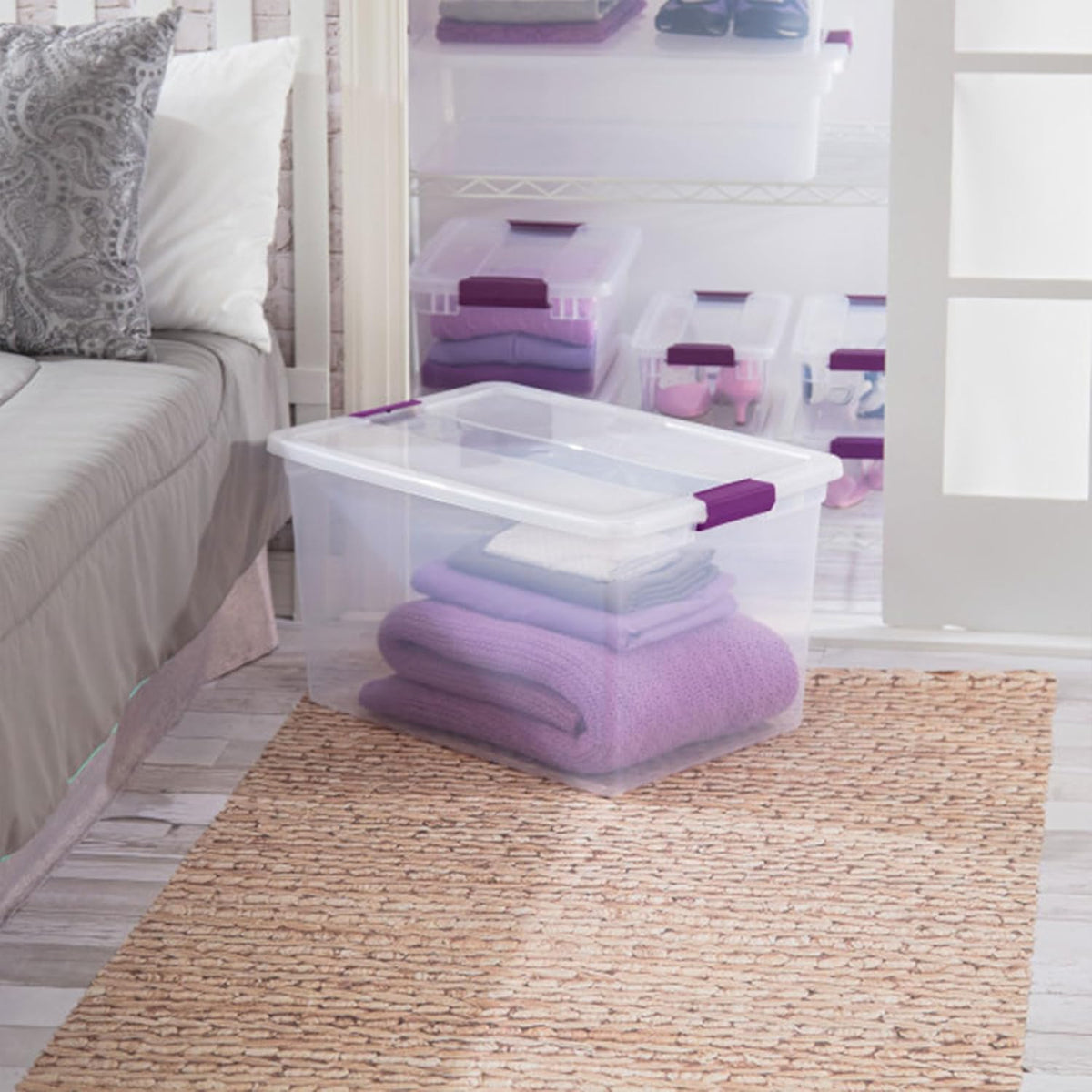 Sterilite 6 Pack 66 Quart ClearView Latch Box, Stackable Organizer Bins with Latching Lids - Clear