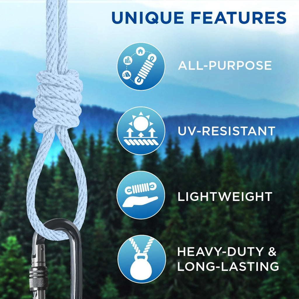 TECEUM Cotton Rope 3/16” (5 mm) – 50 FT – Strong All-Purpose Braided Rope – Natural Cotton – for