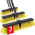 18 Inches Push Broom Outdoor- Heavy Duty Broom with 63" Long Handle for Deck Driveway Garage Yard