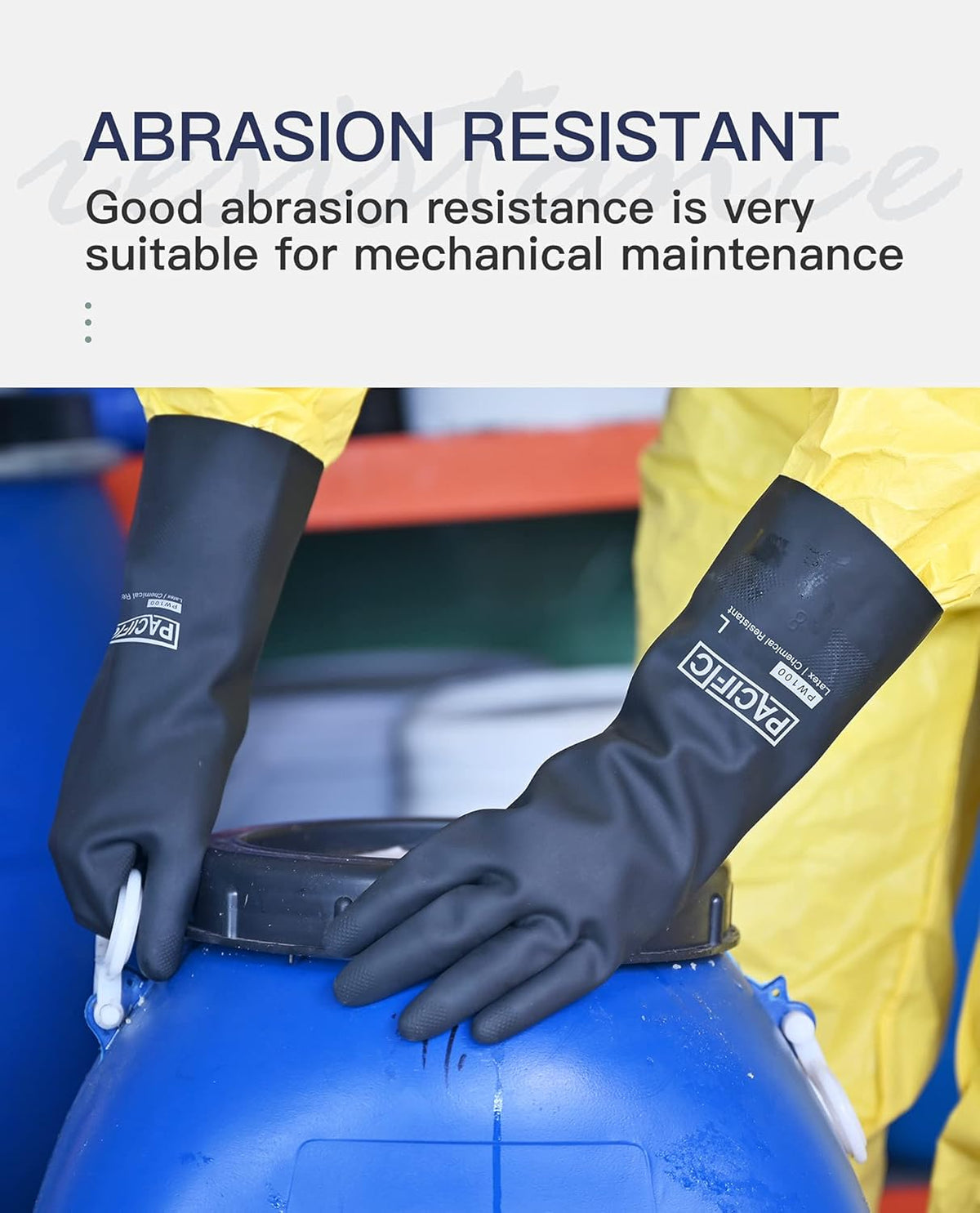 PACIFIC PPE 2 Pairs Chemical Resistant Gloves, Heavy Duty Industrial Rubber Gloves, Resist Acid