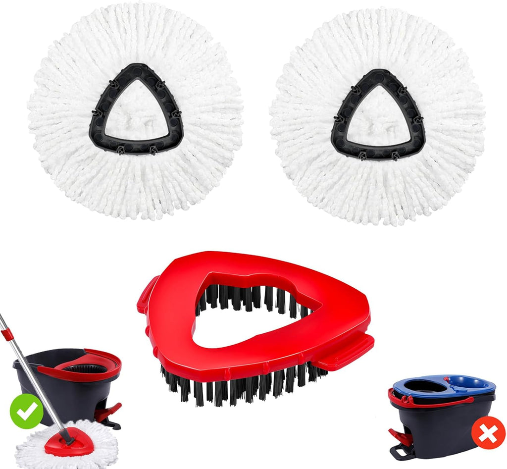 2 Pcs Mop Scrub Brush Head and 1 Mop Base Part Part Replacement Compatible with Oceda EasyWring 1