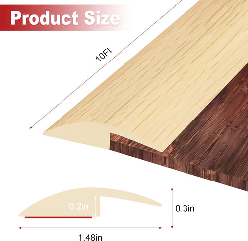 10Ft Carpet Floor Transition Strip, Self Adhesive Floor Edging Trim Strip, PVC Threshold Cover for