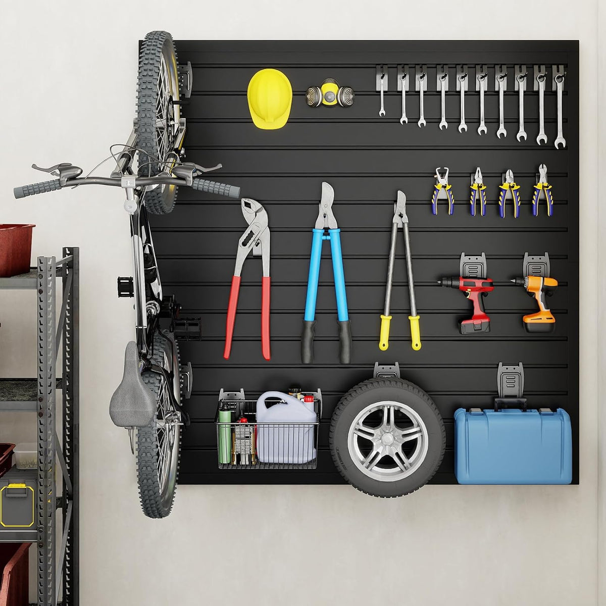 DoCred Slatwall Paneling Organizer, 4x4 FT PVC Garage Slat Wall Storage Systems, Heavy Duty Mounted
