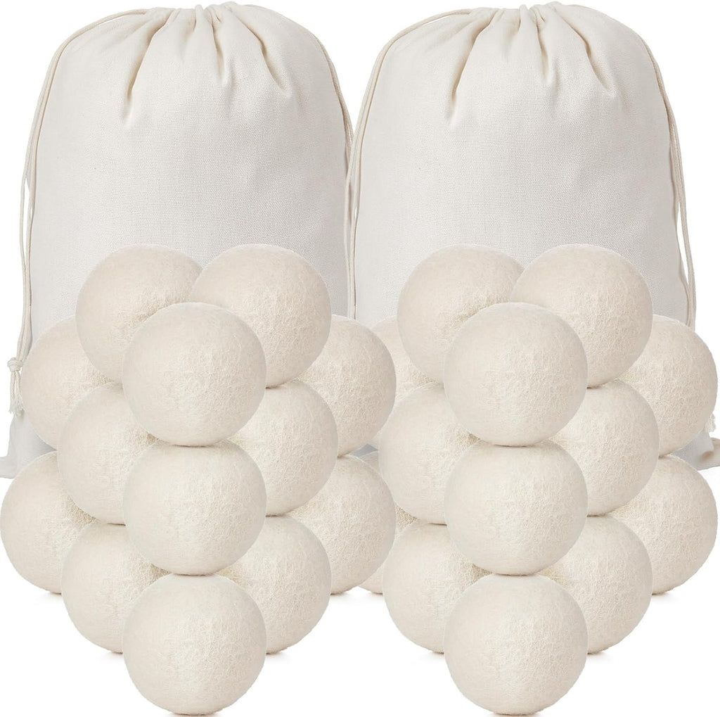 Roowest 46 Pcs Wool Dryer Balls Set Reusable Laundry Wool Balls with Muslin Bags Fabric Softener