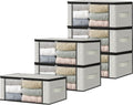HomeHacks Storage 6-Pack Clothes Organizer Storage Bags Foldable Storage Box with Large Clear