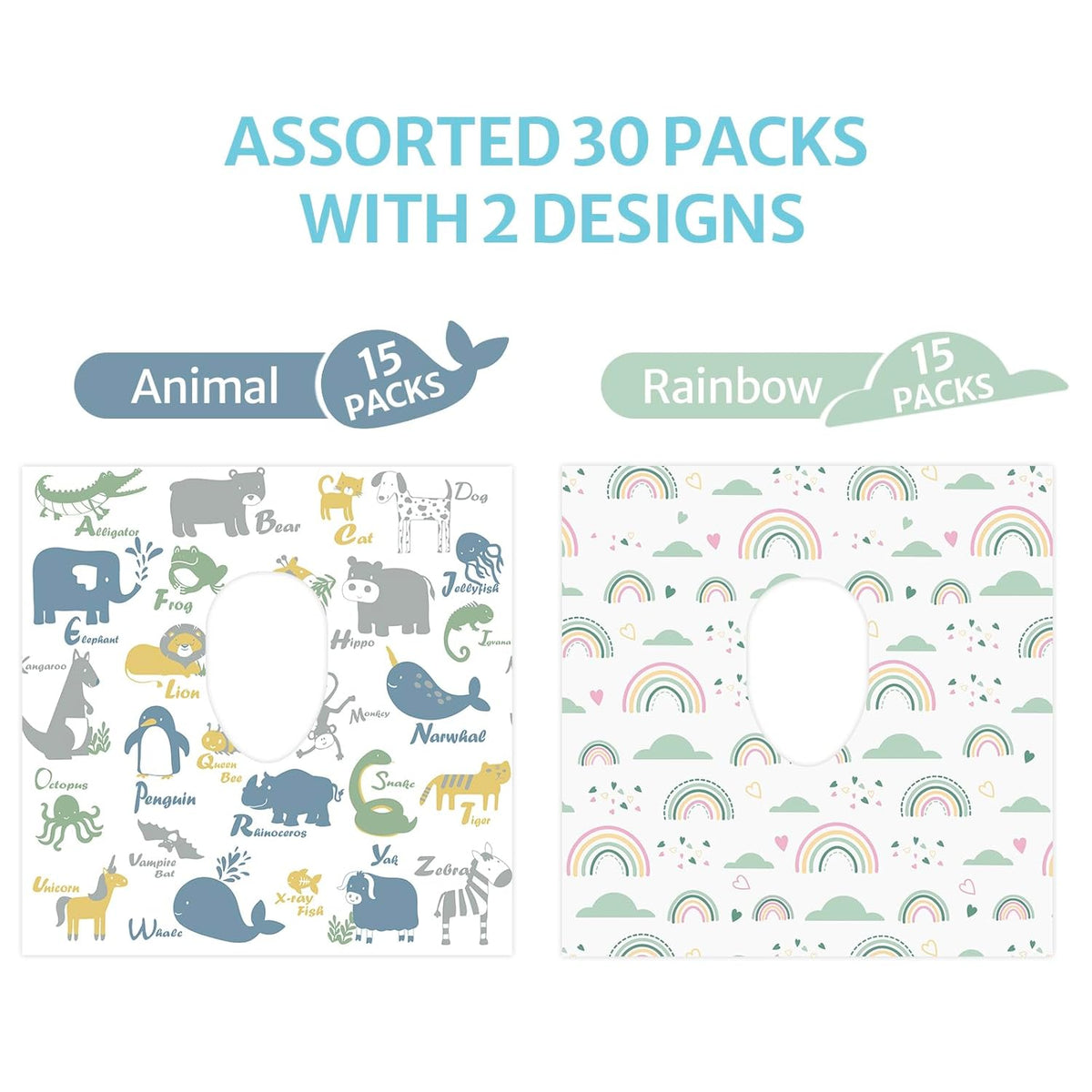 Blissful Diary 30 Pcs Toilet Seat Covers Disposable for Toddlers & Adults, Extra Large Waterproof