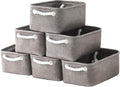 TheWarmHome Foldable Small Storage Baskets with Strong Cotton Rope Handles [6-Pack] Gray