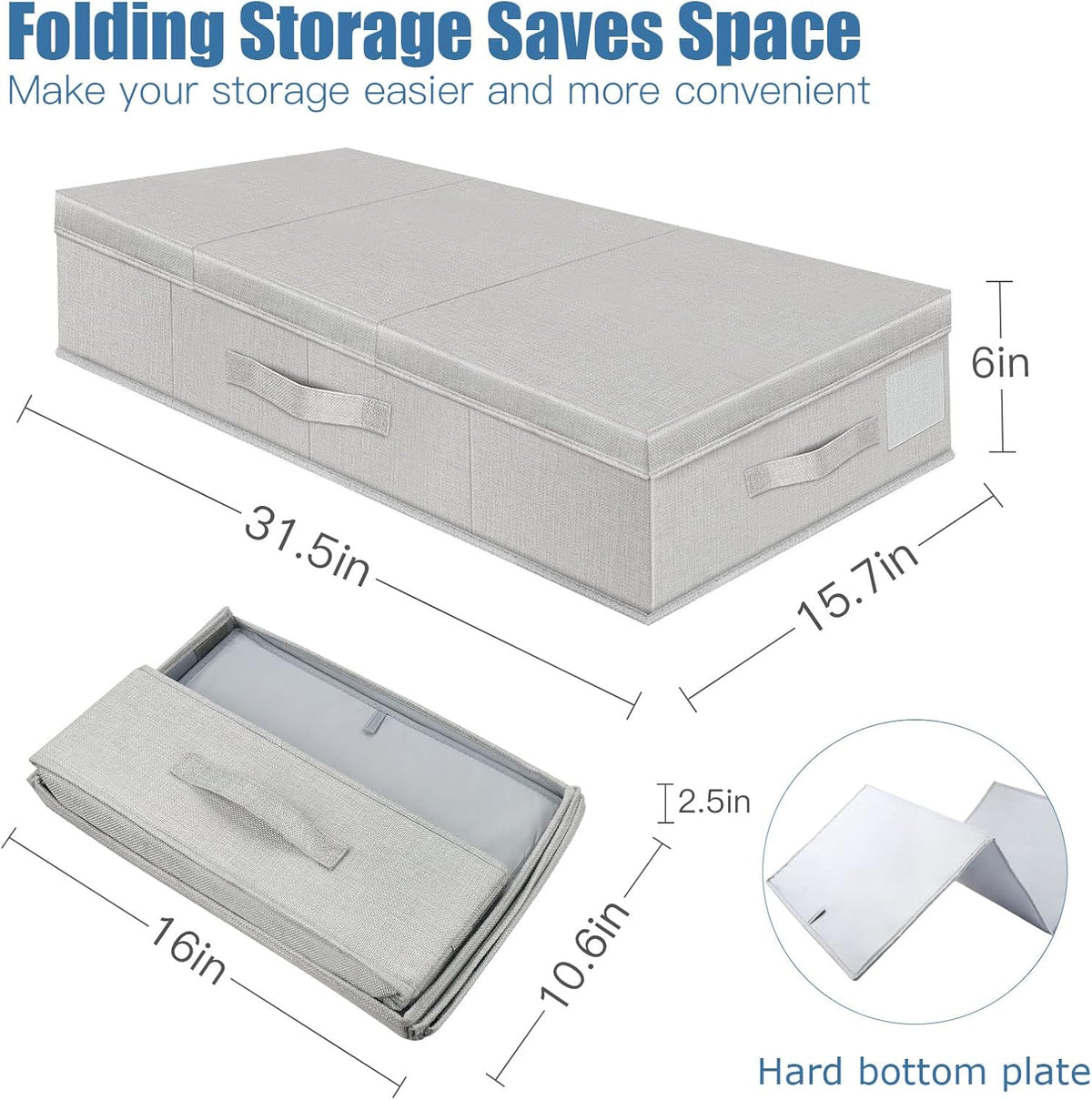 Underbed Storage Containers Bin with Lids, Large Under Bed Storage Organizer Box with Handle